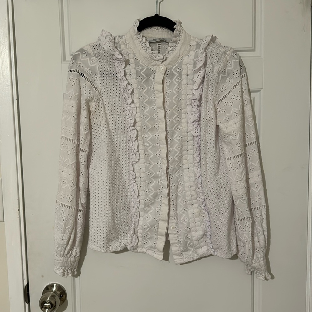 Zara embroidery lace shirt